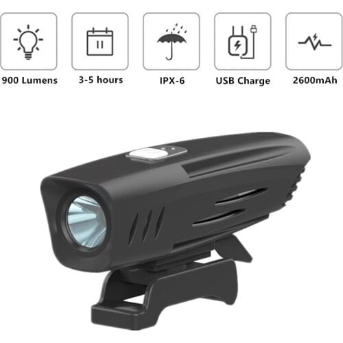 USB Rechargeable XM-L T6 LED Bike Bicycle Front Head light Flashlight Torch Handlebar Lamp Built-in 2600nAh Battery