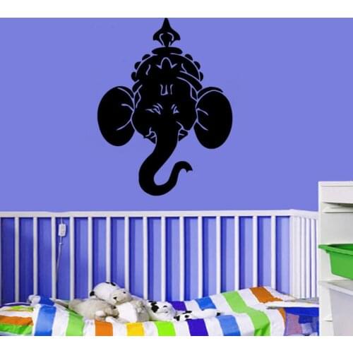 Vinyl Wall Sticker Art Indian Elephant Head Ganesha Lord Wall Sticker Home Decoration Bedroom Decorative Wall Sticker Y-500