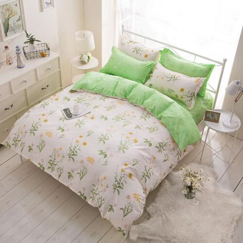 Plant Flower Leaves Print 4pcs Bed Linen Cover Set Duvet Cover Adult Bed Sheets With Pillowcase Comforter King Size Bedding Set