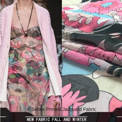 20 Styles F Series Digital Printing Clothing Fabric Luggage Hat Dress Jacquard Fabric Custom logo fabric