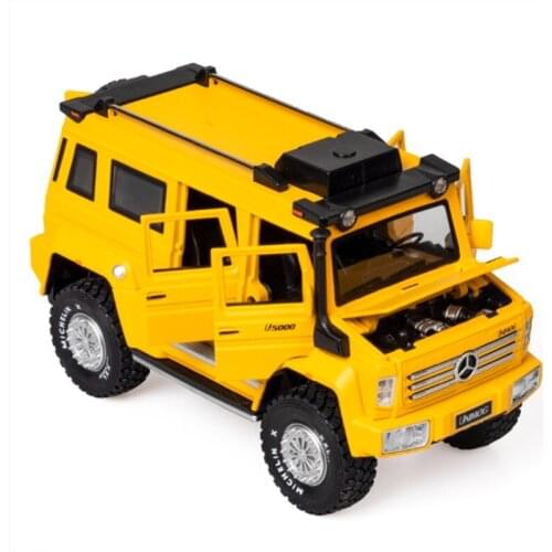 1: 28 Simulation BENZ Unimok Childrens Toy With Acousto-optic Alloy Car Model Presents For Boys Yellow