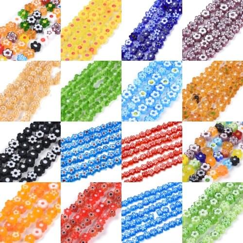 1 Strand Colorful Flower Handmade Millefiori Glass Bead Strand Loose Spacer Beads Bracelet Necklace Earring DIY Jewelry Findings