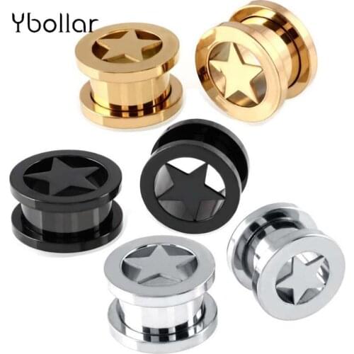 1 Pair Stainless Steel Screwed Ear Flesh Tunnels Earring Plugs Expander Earlet Gauges Body Jewelry Piercing 6mm-16mm For Men