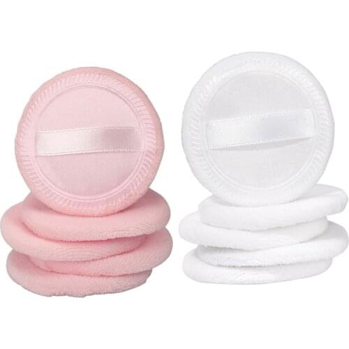 10Pcs Cotton Makeup Powder Puff With Strap Blush Loose Powder Blending Puff