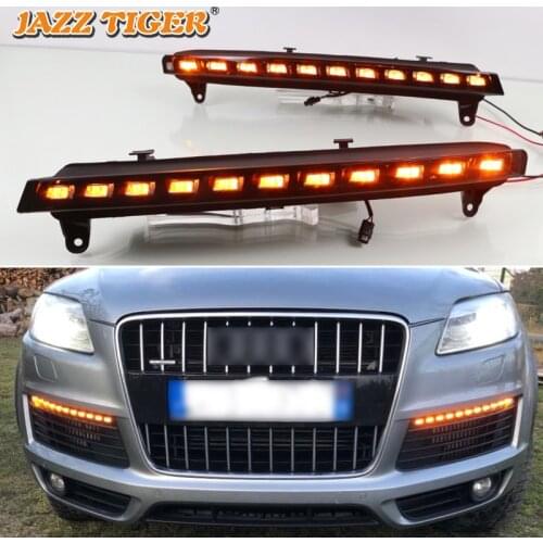12V Daytime running lights for Audi Q7 2006 2007 2008 2009 Drl for cars Sequential turn signal auto Led fog lights headlights
