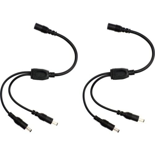 2 Pcs black 1 Female to 2 male 5.5mm X 2.1mm CCTV DC Power Supply Splitter Cable