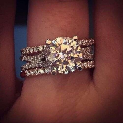 2021 new trend Elgant Round Cubic Wedding Rings for Women Jewelry Female Engagement Promise Band gift engagement Ring wholesale