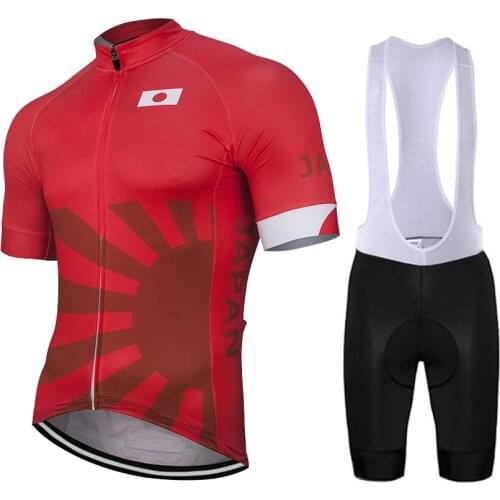 2020 Japan Men Outdoor Summer Cycling Set Bike MTB Road Mountain Race Tops Bike Set Clothing Bib Short Gel Pad Breathable