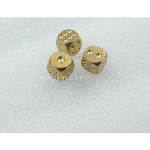 3 Pcs Solid Brass 13mm 6 Sided Dice + Bag for D6 RPG D&D D20 Game RG 0.51" Gaming