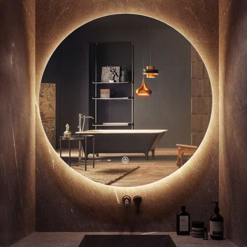 60cm LED Lights High Quanlity Reflection Frameless Silver Mirror Anti Frog Demist Round Bathroom Mirror Free Shipping