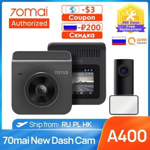 Pre-sale70mai New Dash Cam A400 2021 70mai A400 Car DVR 1440P Superior Night Vision Parking ModeWifi APP Control Reimagined DVR