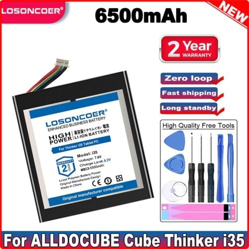 LOSONCOER 6500mAh Battery For ALLDOCUBE Cube Thinker i35 Tablet PC Kubi 10 Lines+Plug