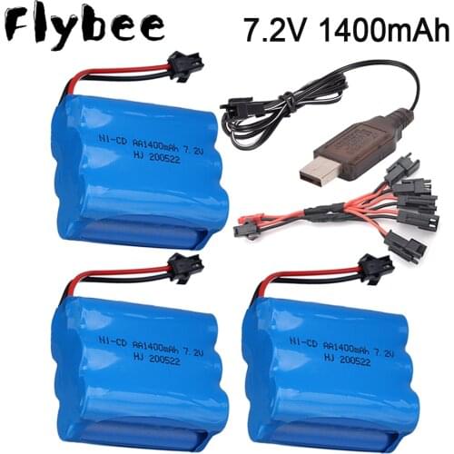 SM Plug )7.2v 1400mah NiCD Battery + Charger For toys Cars Tanks Trains Robots Boats Guns AA 700mah 7.2v Rechargeable Battery