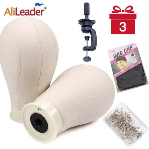 Alileader Top Selling Canvas Block Head 21"22"23"24" Mannequin Head With Stand Wig Head Holder Canvas Block Head Wig Making Kit