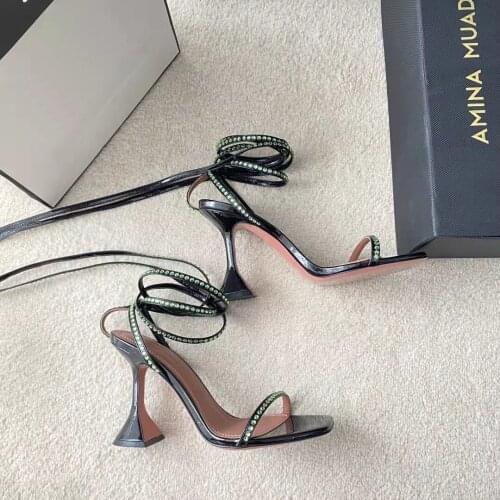 Fashion Season Shoes Vita Embellished Patent Leather Sandals Crystal Wedding Party