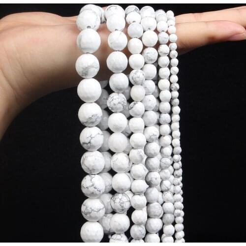 Faceted White Turquoise Natural Stone Beads Loose Spacer Beads For Jewelry Making Bracelet Necklace DIY Accessories 4/6/8/10/12M