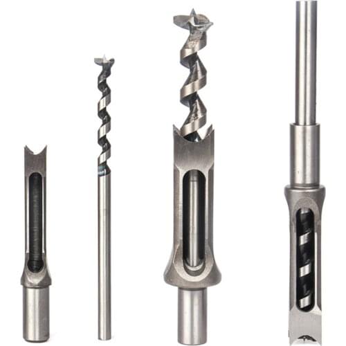 Woodworking 6MM Twist Square Hole Drill Set Accessories HSS High-carbon Steel 1PC Auger Mortising Chisel Extended Saw