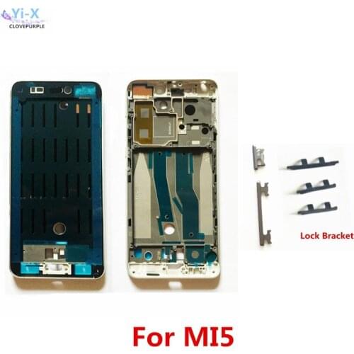 For XiaoMi Mi5 Mi 5 Front Bezel Middle Frame Chassis Housing Cover + Side Button + lock brace locking bracket