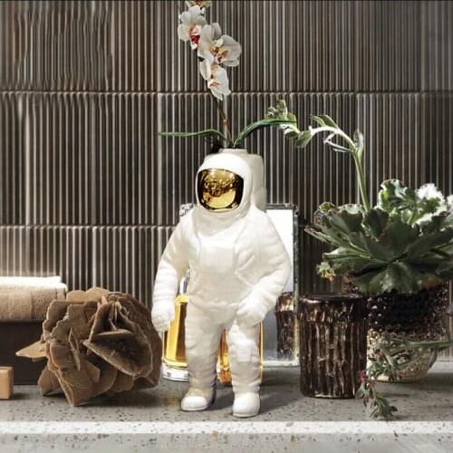 Home Culture Ceramics Vase Astronaut Statue Room Decor Sculpture Flower Pottery Modern Art Desktop Ornaments European Style Gift