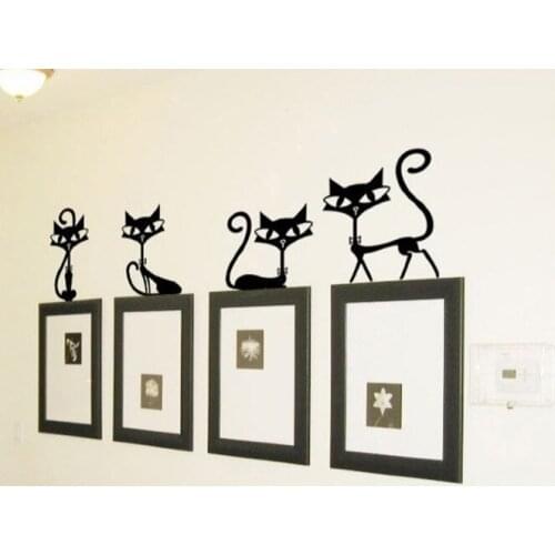Four Black Fashion Cat Mural For Living Room Decor TV Wall Background Decoration Kids Bedroom Art Home Decor Y-336