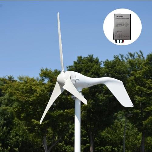 400W 12V/24V horizontal white wind turbine generator with MPPT/PWM waterproof wind charger controller home use