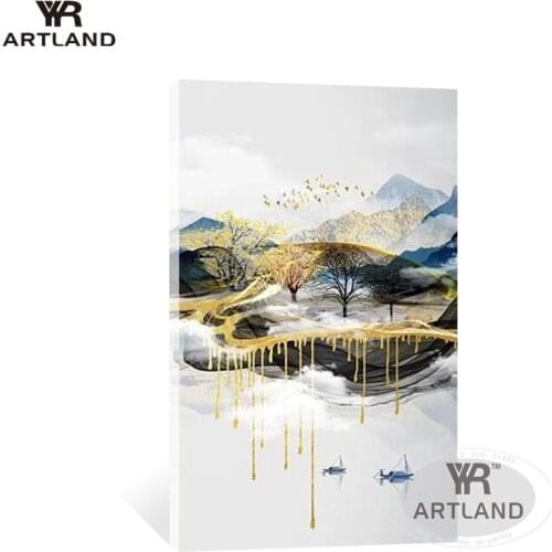 Hot sale Vertical Hand-painted canvas oil painting mountains and rivers landscape for home decoration Entrance Hotel unframed