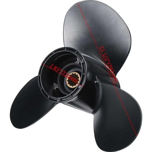 Black For Suzuki 35-65HP 58100-95212-019 Boat Outboard Propeller 11 1/2 x 10 Aluminum Alloy Marine Propeller 13 Spline Tooth