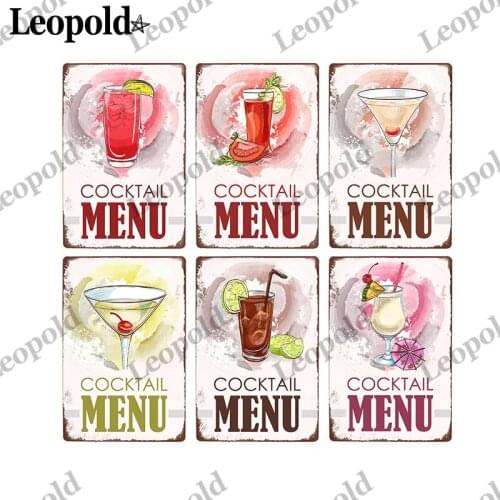 Cocktail Metal Tin Plate Fruit Wine Poster Orange Apple Letter Metal Plate Vintage Bar Home Decoration 20X30Cm