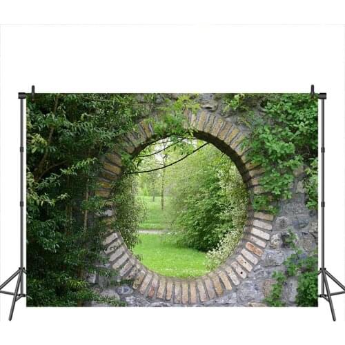 Neoback Spring Photographic Backdrop Forest Green Leaf Brick Senery Background Photo Booth Backgrounds for Photocall Studio