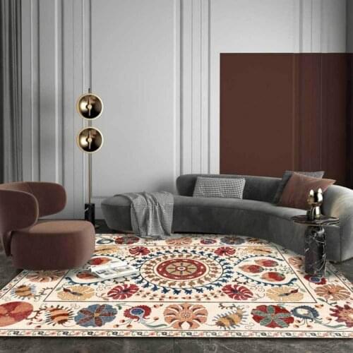 Fashion Bohemian Tribal Ethnic Style Orange Red Living Room Bedroom Bedside Carpet Floor Mats Custom