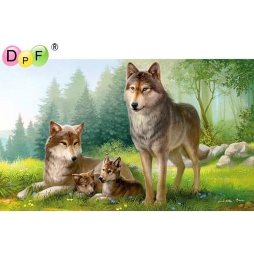 Happy Wolf Diamond embroidery kits mosaic resin Animal diy 5d diamond painting cross stitch Rhinestones home decor pictures
