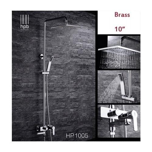 Bathroom Hot and Cold water Shower Set Thermostat Brass Chrome Wall Mounted Rainfall Shower Faucet 8" 10" with with Hand Shower