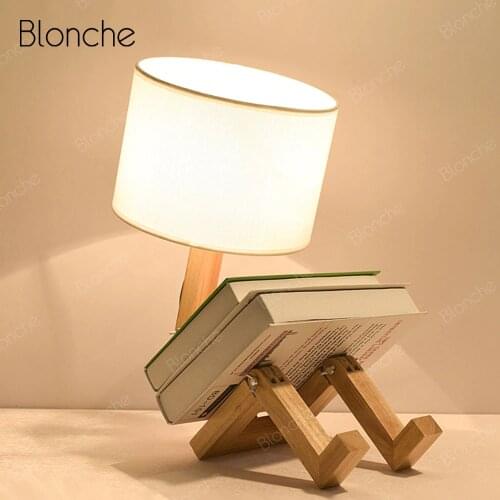 Nordic Wood Adjustable Table Lamp Modern Bookshelf Desk Light for Home Living Room Bedroom Bedside Lamp Ofiice Light Fixtures