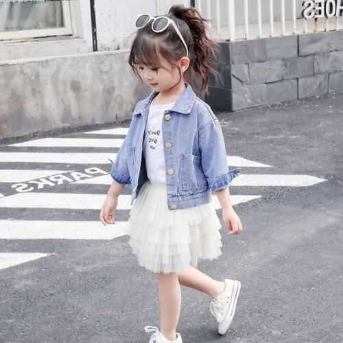 New Kids Girls Denim Jacket Children Girls Jackets and Coats Autumn Spring 2021 Girls Outwear Jeans Jacket Kids Long Denim Shirt