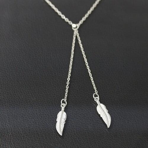 New Simple Double Small Chain Leaf Pendant Golden Silver Plated Fashion Necklace for Women