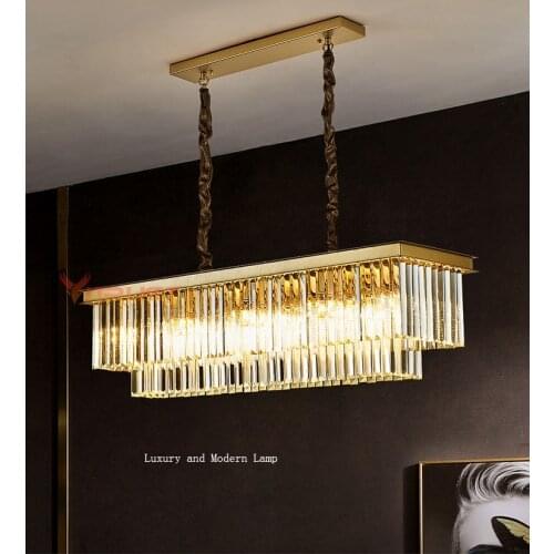 New Modern Crystal Chandelier Luxury K9 Crystal Square Gold Black LED Hanging Lamps Living Room Bedroom Lights Lustre de Cristal