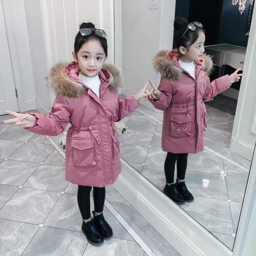 New 2020 Winter Fashion Children Down Cotton Jacket Girl Clothing Kids Clothes Warm Thick Parka Fur Collar Hooded Outerwear W657