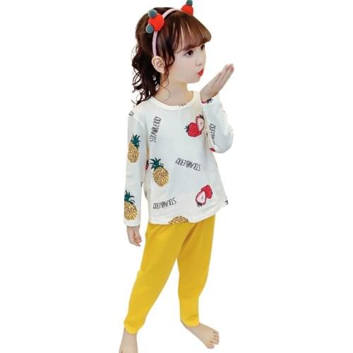 Clothes For Girls Tshirt + Pant Costume For Girls Starwberry Girls Sets Clothing Floral Pattern Childrens Tracksuit