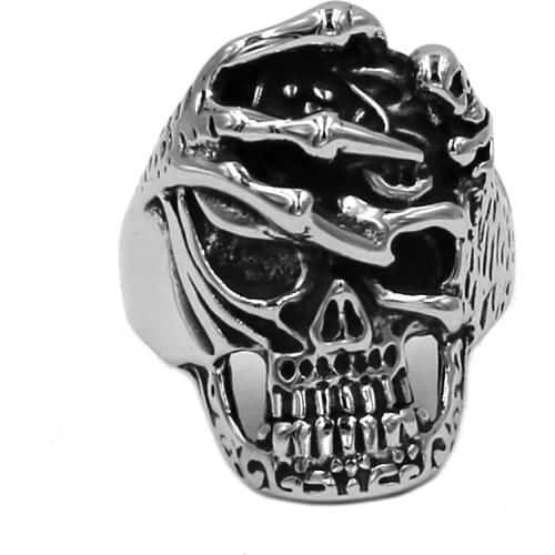 Wholesale Eagle Claws Skull Biker Ring Stainless Steel Jewelry Silver Vintage Pirate Skull Motor Biker Ring For Men SWR0746A