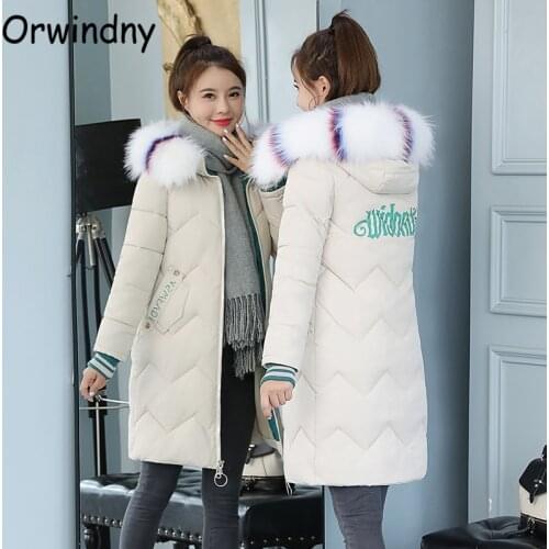 Orwindny Thicken Warm Parkas Women Large Fur Hooded Jackets Plus Size S-3XL Cotton Padded Coat Snow Wear Long Coats