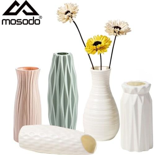 Mosodo Plastic Flower Vase Nordic Ceramic Vase Modern Plant Pots White Vases For Flowers Living room Home Decoration Accessories