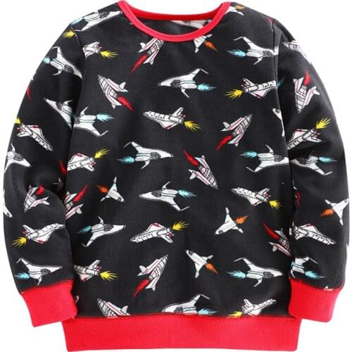 Jumping Meters Boys Sweatshirts For Winter Fleece Childrens Rockets Shirts Cute Long Sleeve Hooded Baby Shirts