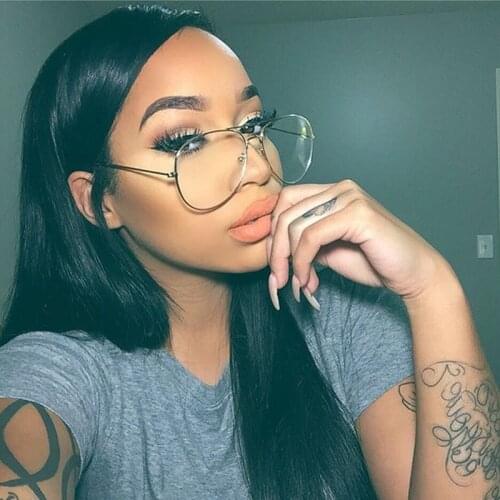 Luxury Brand Designer Aviation Big Frame Women Men Eye Glasses Vintage Metal Twin Beam Oversized Eyeglasses Clear Lens Thin