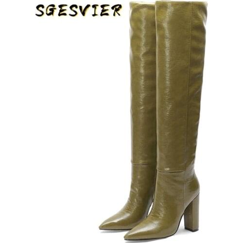 SGESVIER 2020 New arrive fashion high quality over the knee boots sexy pointed toe high heels winter women boots 6 colors