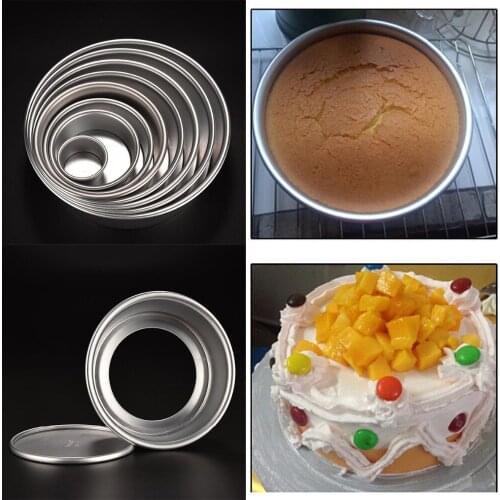 Silver 8 Size Cake Baking Mould Aluminum Alloy Round Pan Bakeware DIY Tool