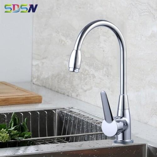 Kitchen Faucet SDSN Solid Brass Kitchen Sink Faucet Polished Chrome Kitchen Mixer Faucets Red-crowned Crane Kitchen Mixer Tap