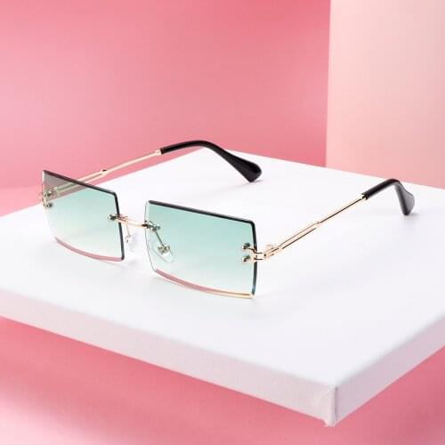 1PC Trendy Fashion Rimless Sunglasses Small Rectangle Sun Glasses Traveling Style UV400 Shades Eyewear Accessories for Unisex