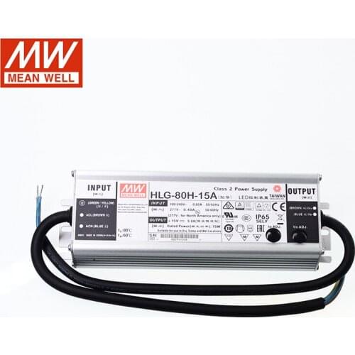 MEAN WELL HLG-80H Series DC12V 24V 36V 48V 42V 54V 80W Rain-proof Single Output Adjustable LED Lighting Switching Power Supply