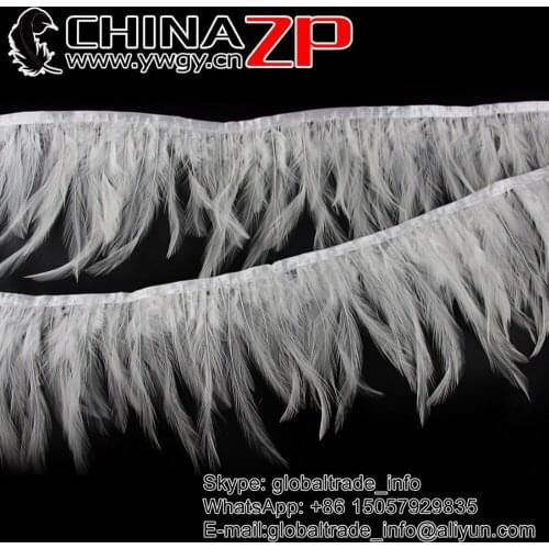 Leading Supplier CHINAZP Factory Fantastic DIY Decoration Bleached White Rooster Chicken Neck Hackle Feathers Trim Fringe