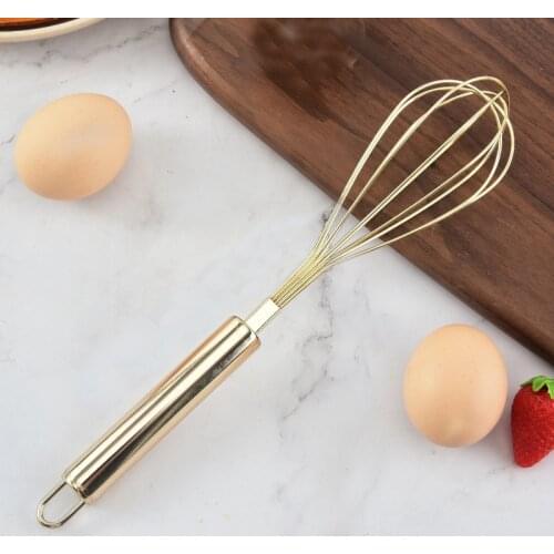 Golden Stainless Steel Egg Beater Hand Whisk Egg Mixer Tool Kitchen Utensil Baking Cake Tool